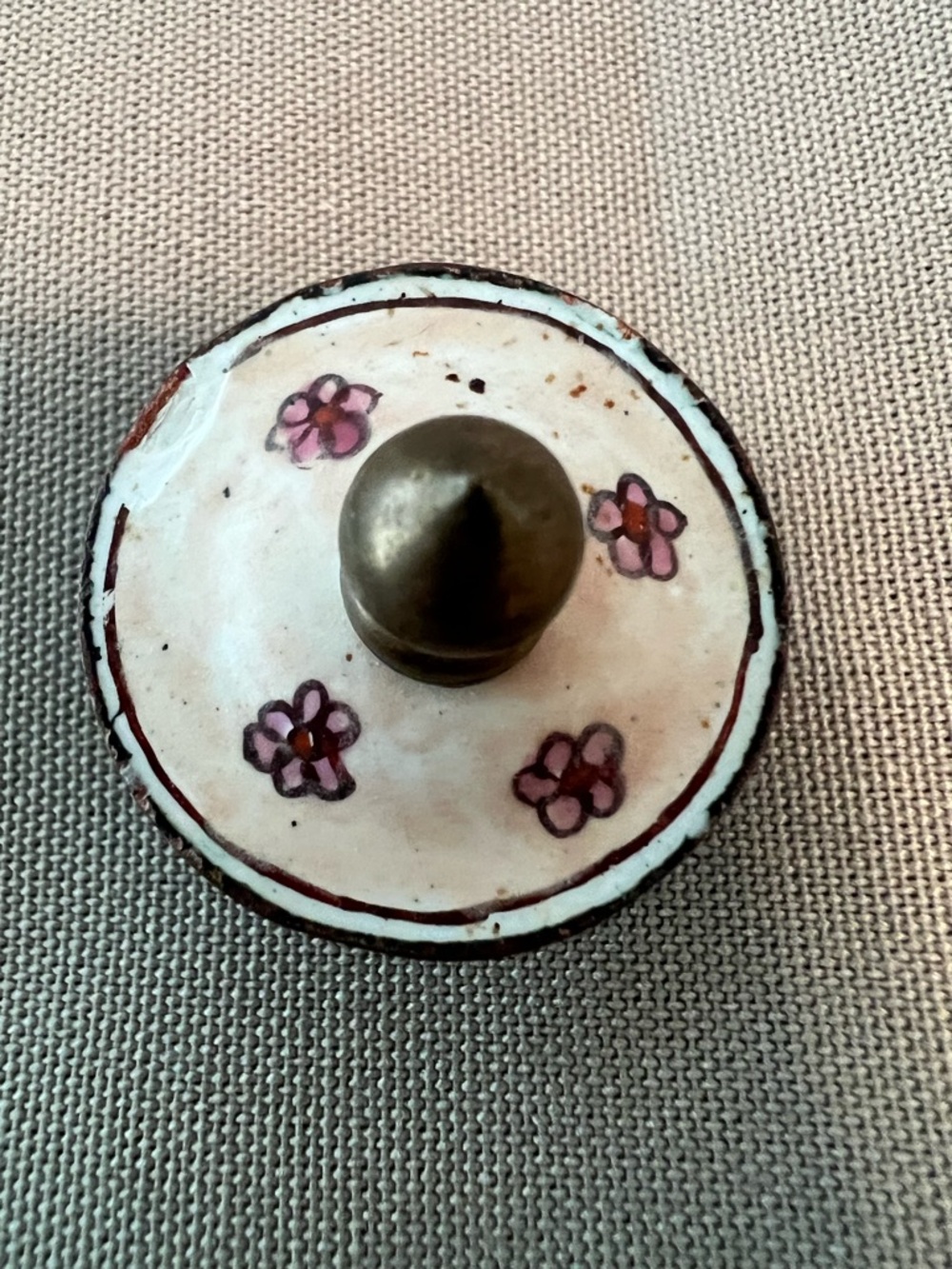 Enameled Miniature Teapot Collectible in Cream with Kitchen Floral Design - Picture 4 of 8